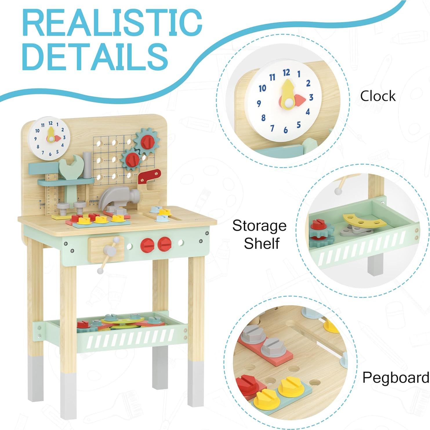 Banco de Trabajo de Madera para Niños Floisdace - Juguete Creativo