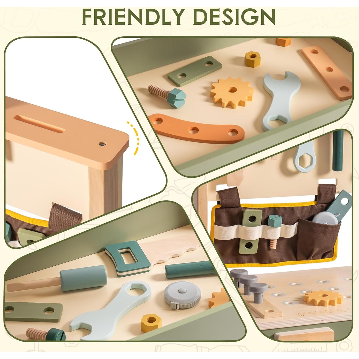 Banco de herramientas de madera ROBOTIME para niños 3-12 años