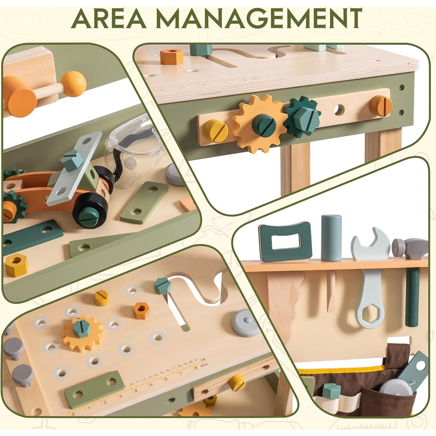 Banco de herramientas de madera ROBOTIME para niños 3-12 años