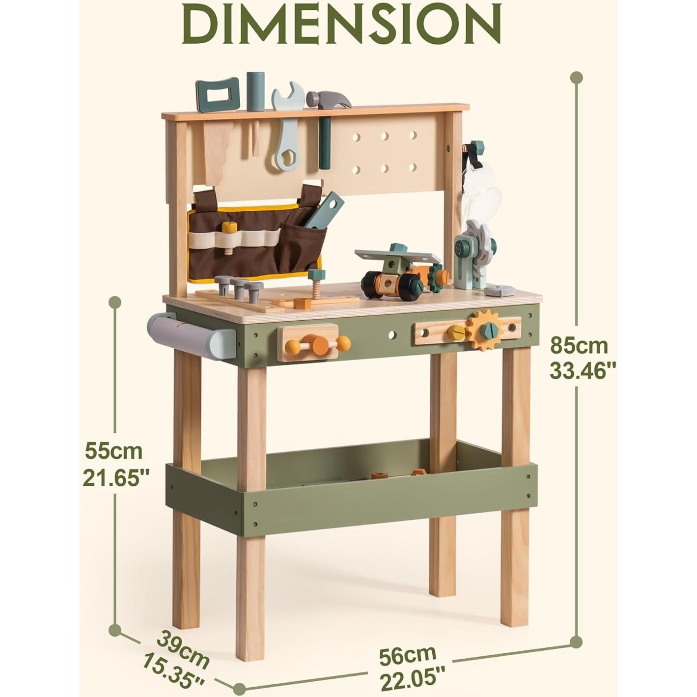 Banco de herramientas de madera ROBOTIME para niños 3-12 años
