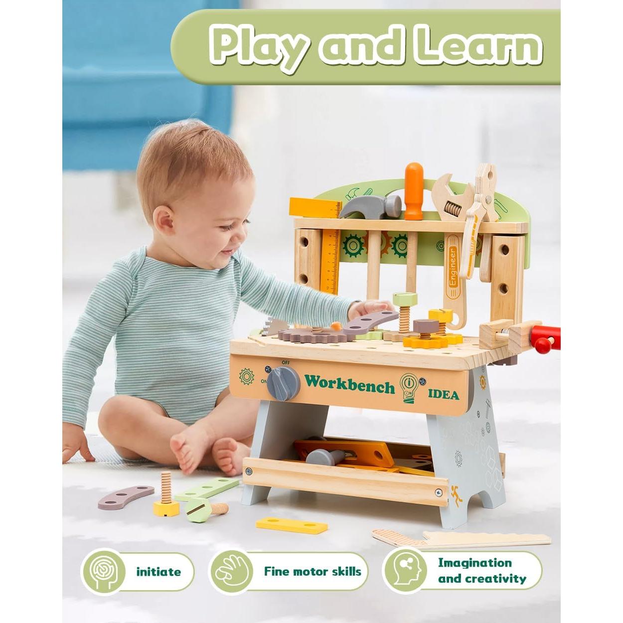 Banco de herramientas de madera UREDISO para niños 3-8 años