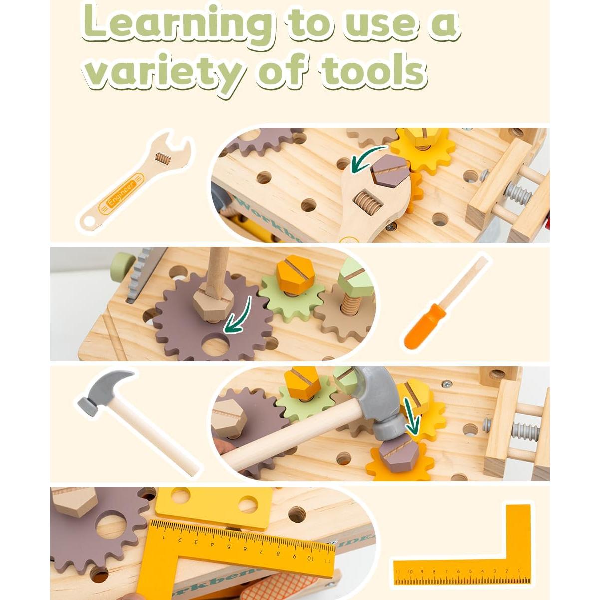Banco de herramientas de madera UREDISO para niños 3-8 años