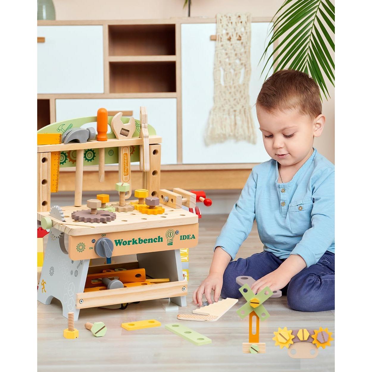 Banco de herramientas de madera UREDISO para niños 3-8 años