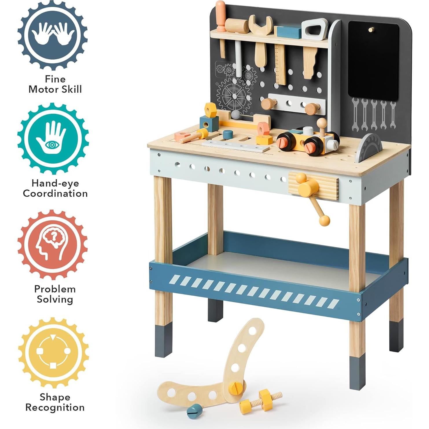 Banco de herramientas de madera ROBOTIME para niños 3-8 años