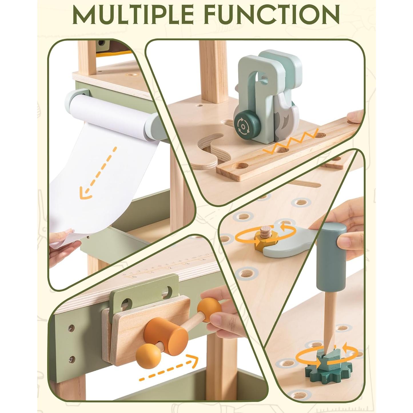 Banco de Trabajo de Madera ROBUD para Niños 3+ Años con Herramientas