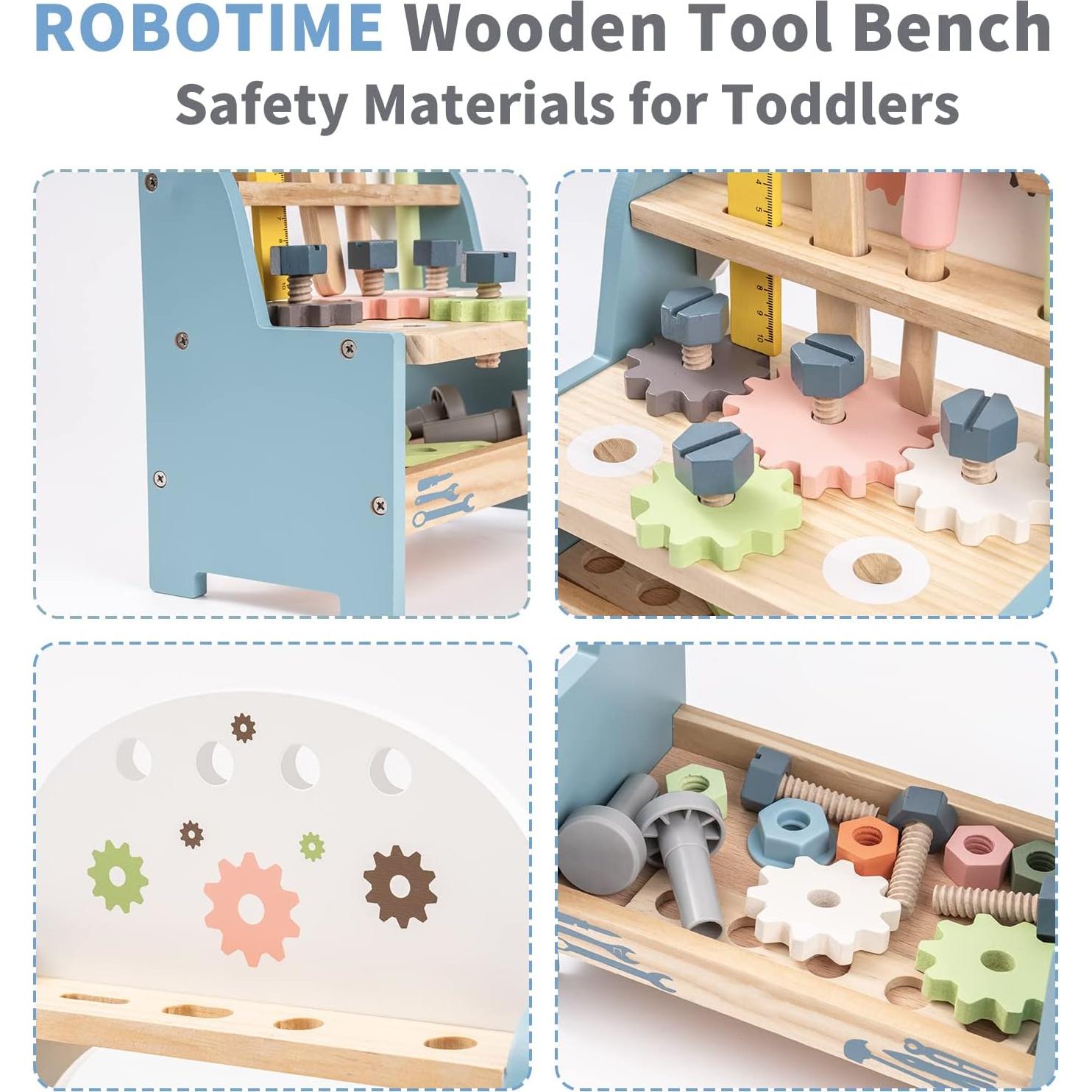 Banco de Herramientas de Madera ROBOTIME para Niños 1-10 Años