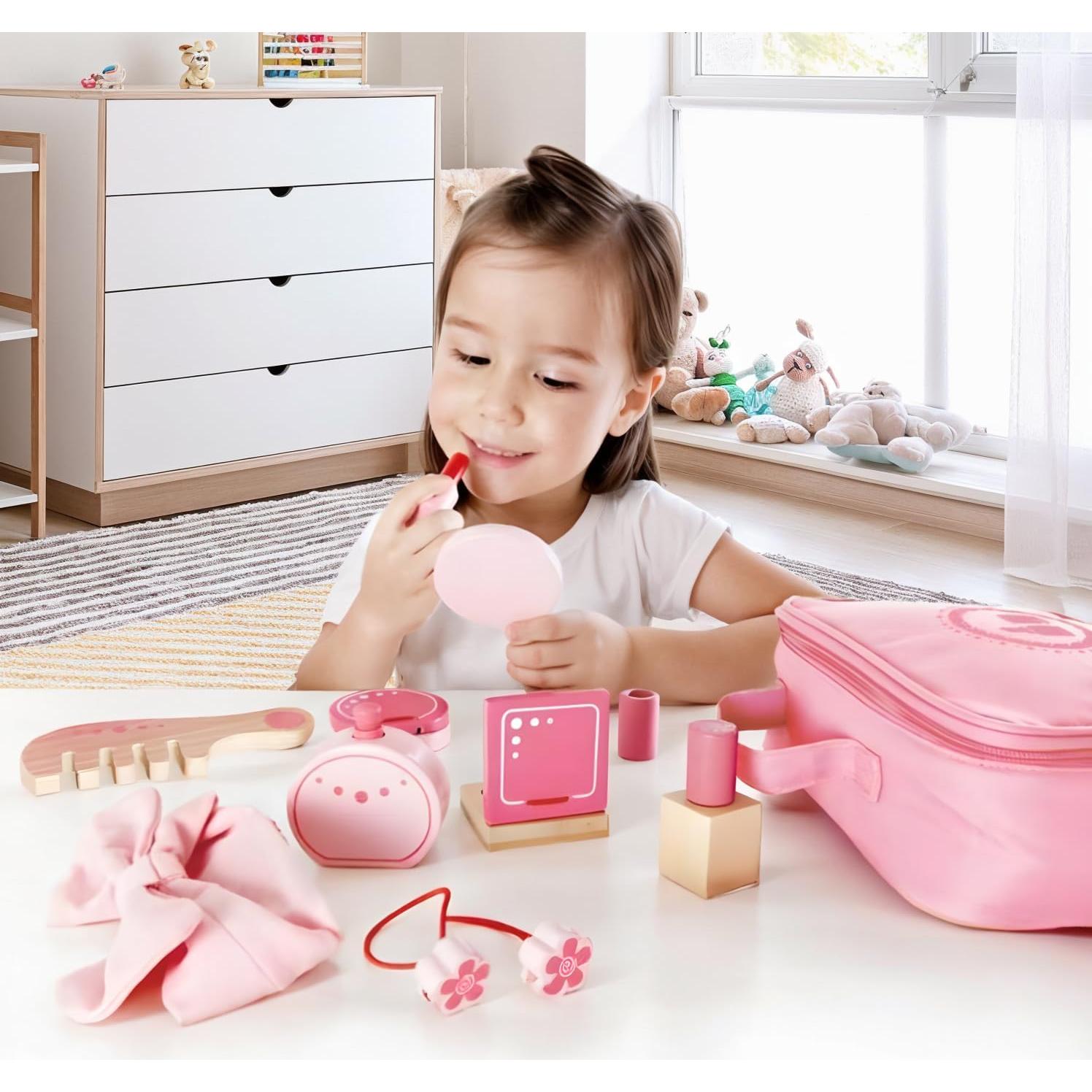 Juego de Belleza de Madera Hape - Accesorios de Maquillaje 11 Piezas