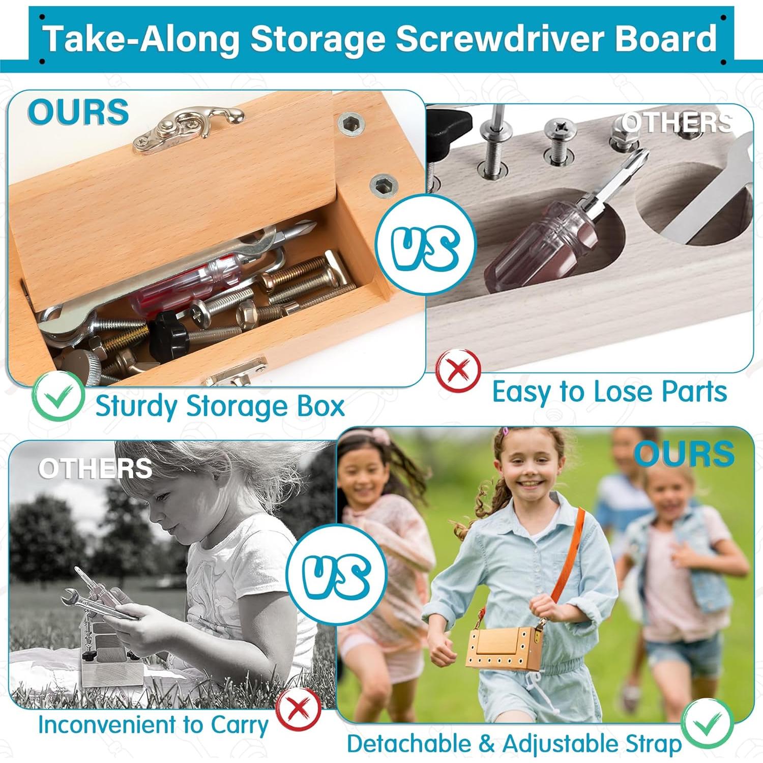 Juego de Destornillador Montessori WOODMAM con Caja de Almacenamiento