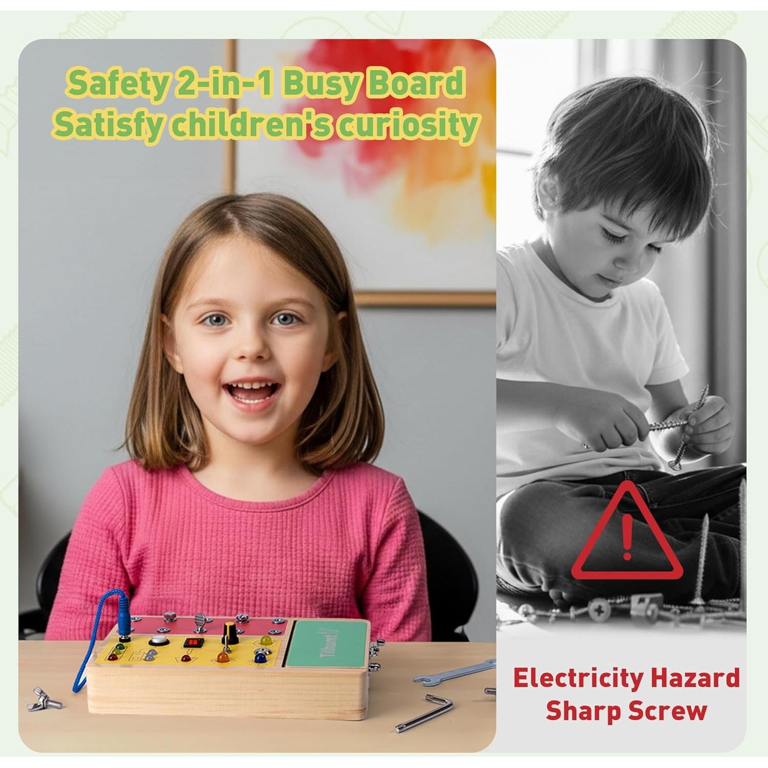 Tablero Ocupado Montessori Tilhumt 2-en-1 con Luz LED