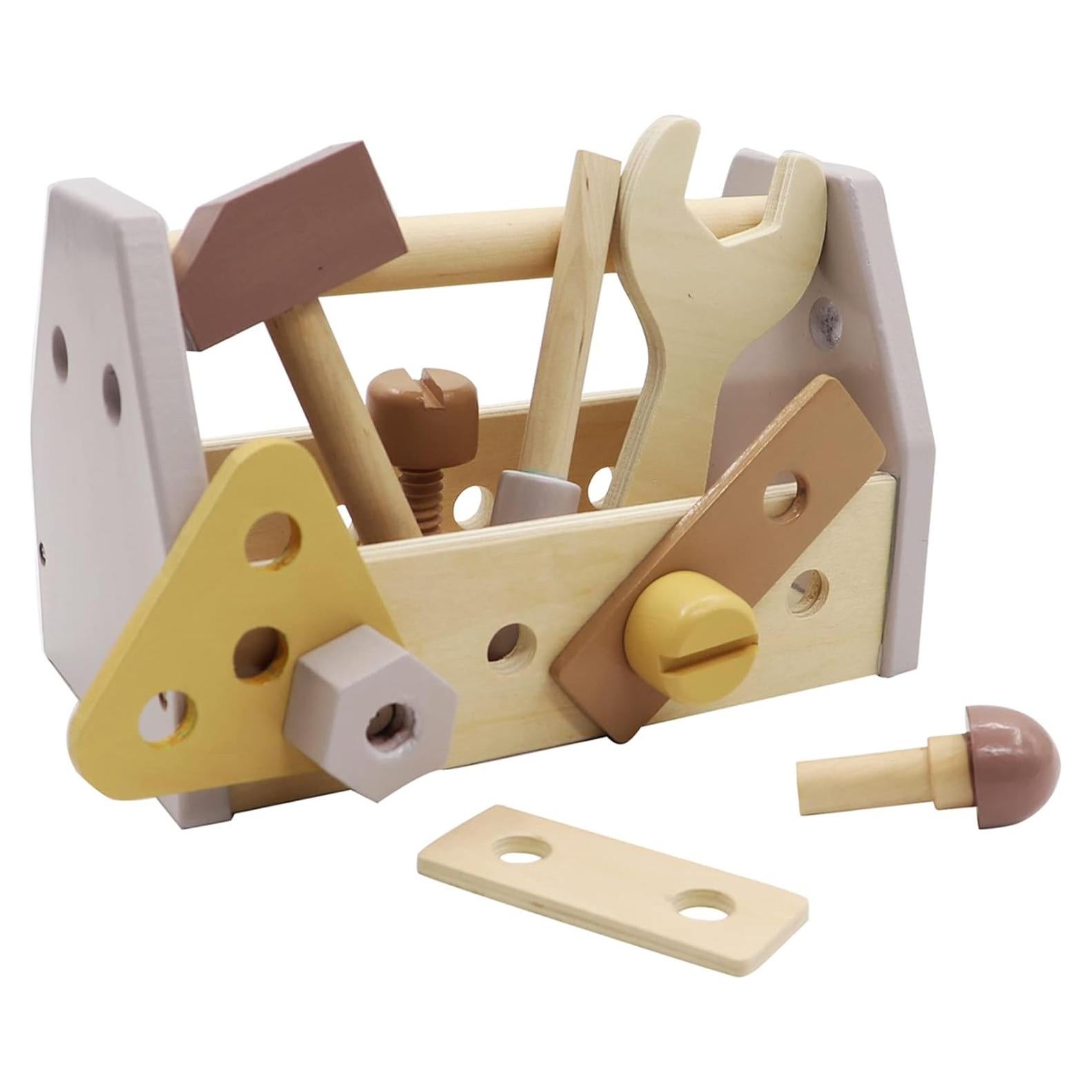 Kit de Herramientas Montessori para Niños - Caja de Madera Amarilla
