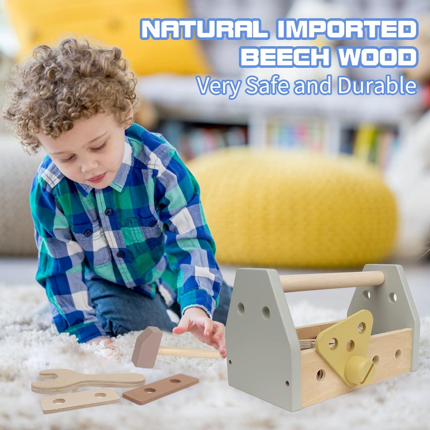 Kit de Herramientas Montessori para Niños - Caja de Madera Amarilla