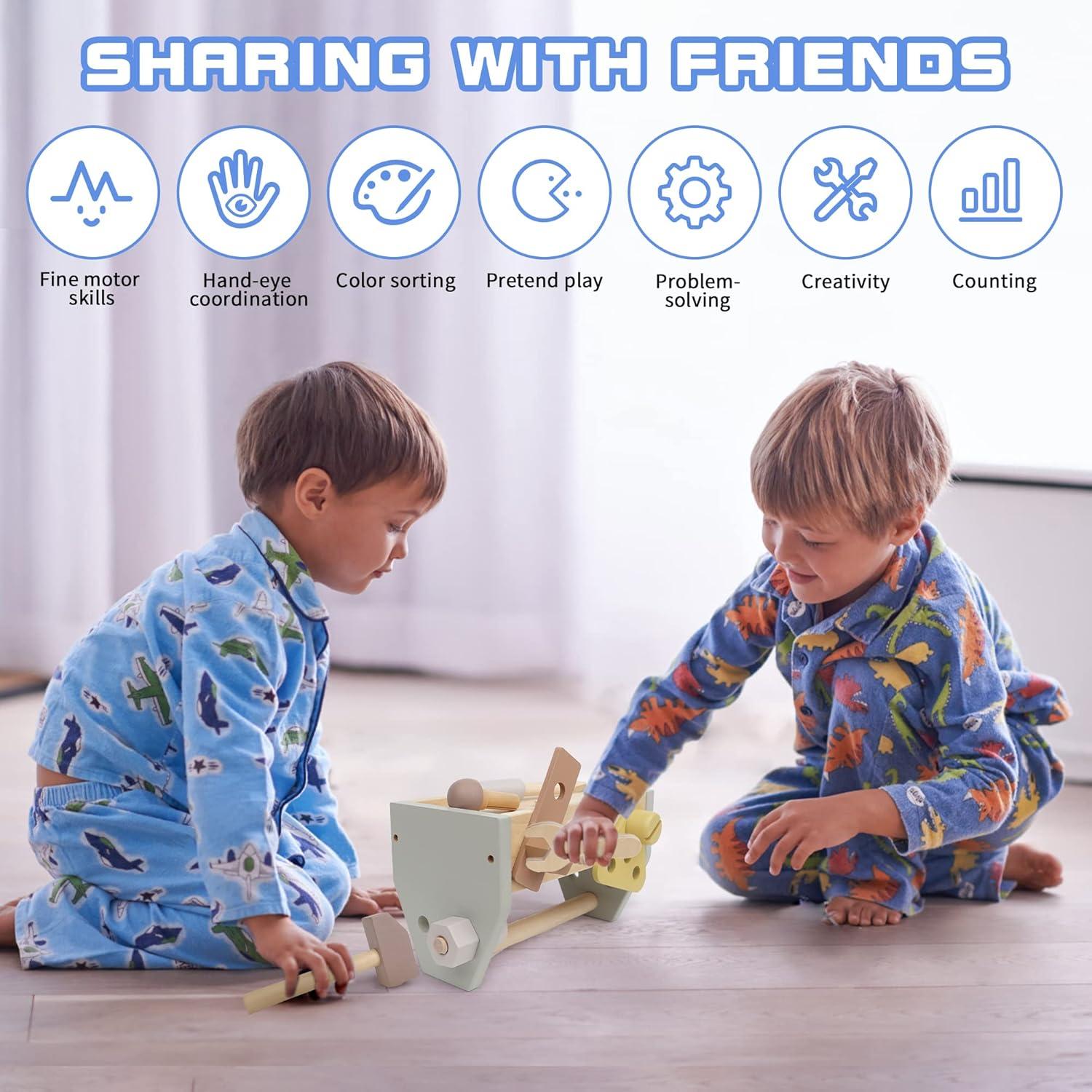 Kit de Herramientas Montessori para Niños - Caja de Madera Amarilla