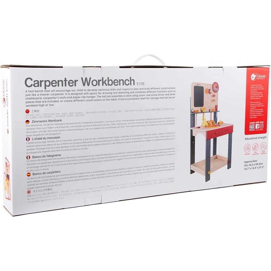 Banco de Trabajo Classic World con Herramientas de Madera 50.8x35.6x94 cm