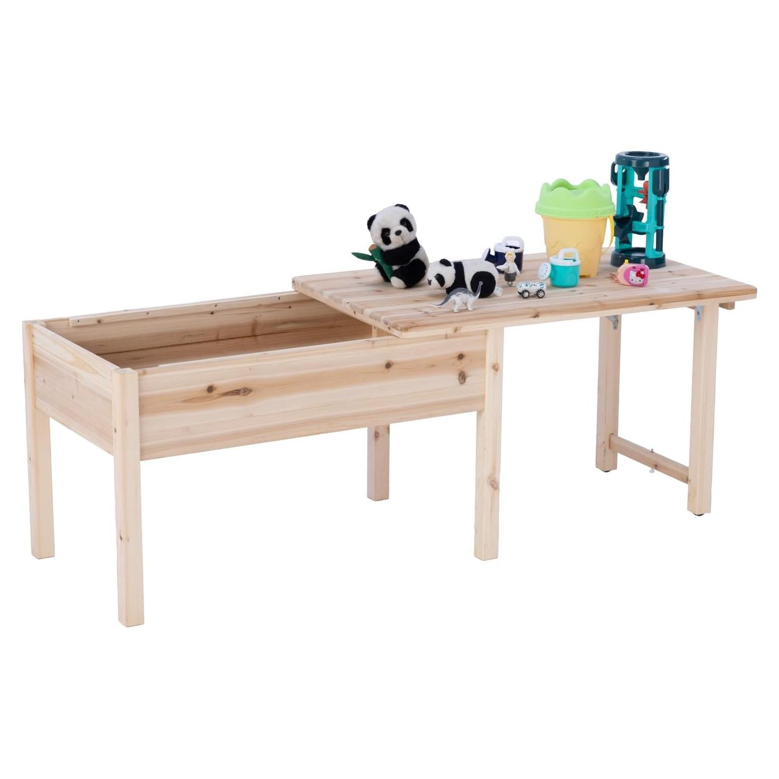 Mesa Sensorial BIRASIL para Niños de Madera Natural 100x60 cm