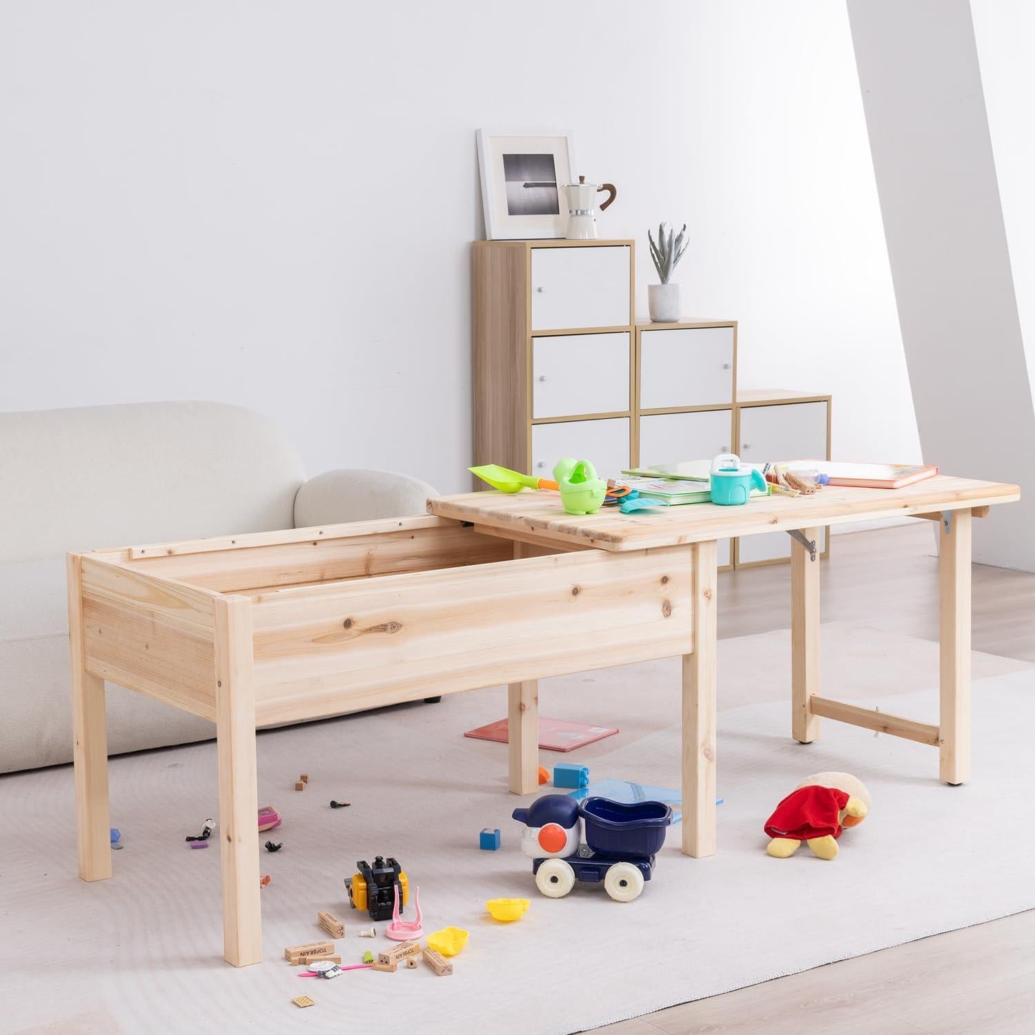 Mesa Sensorial BIRASIL para Niños de Madera Natural 100x60 cm