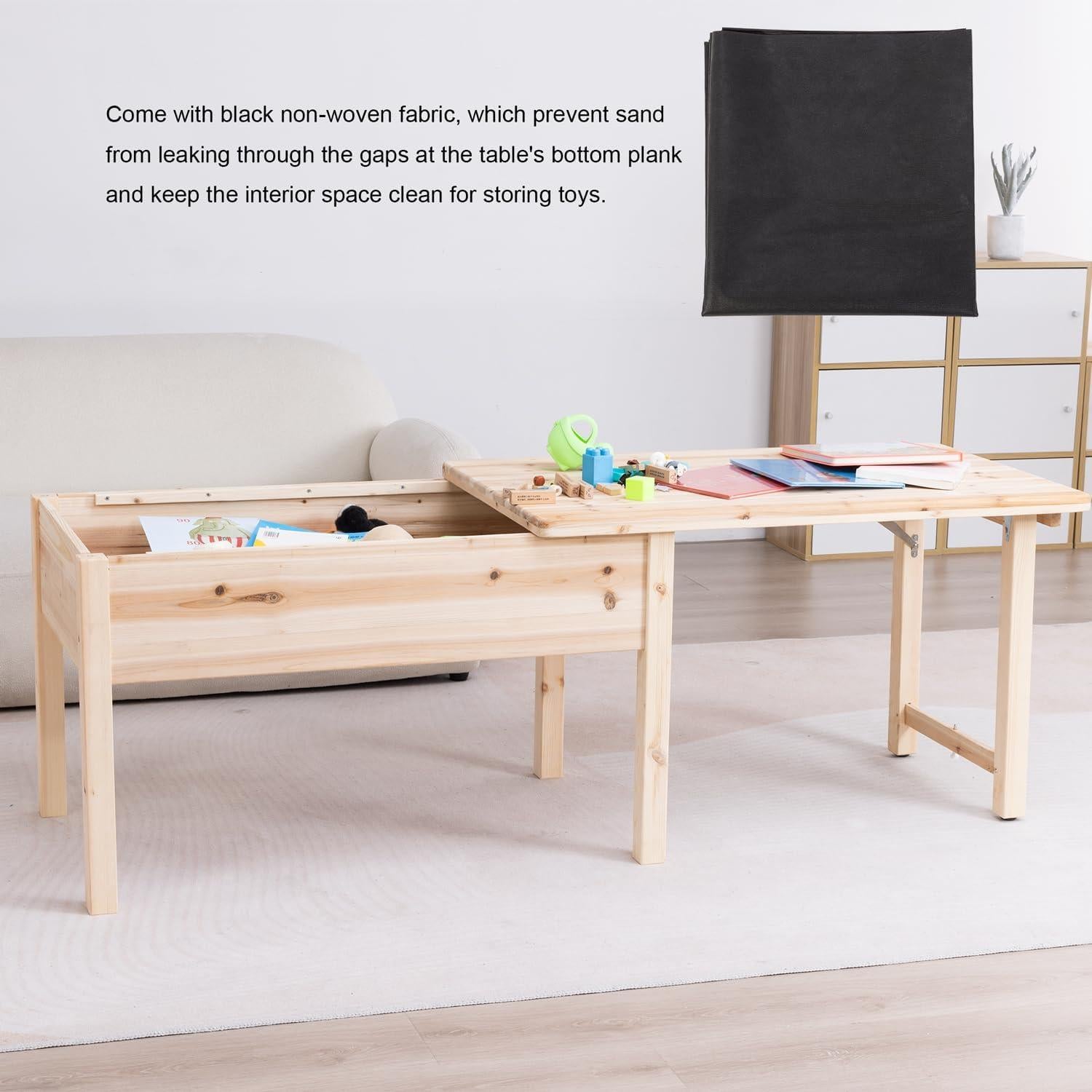 Mesa Sensorial BIRASIL para Niños de Madera Natural 100x60 cm