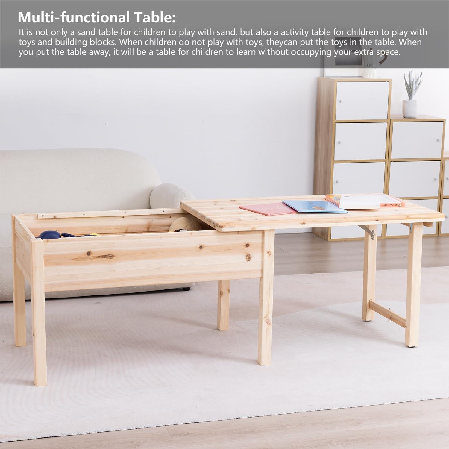 Mesa Sensorial BIRASIL para Niños de Madera Natural 100x60 cm