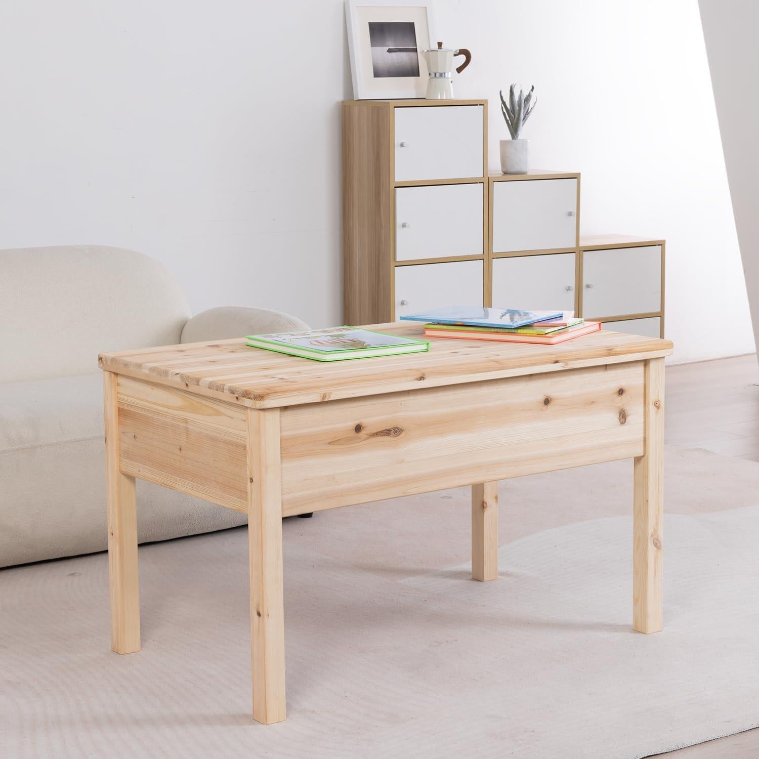 Mesa Sensorial BIRASIL para Niños de Madera Natural 100x60 cm
