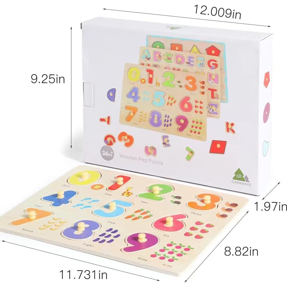 Rompecabezas de Madera Montessori GRINNNIE 3 Piezas Educativo