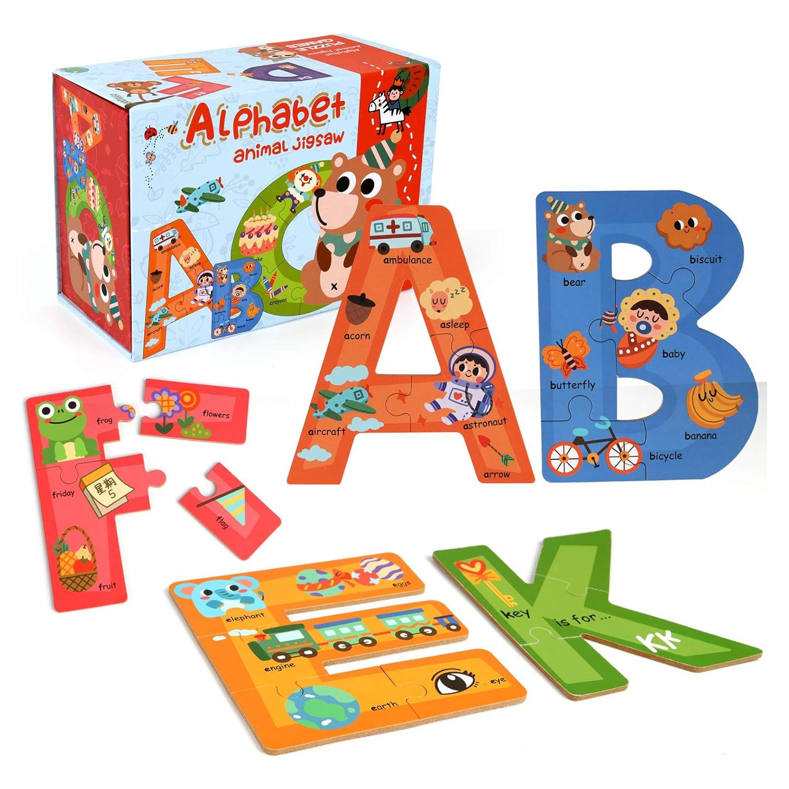 Rompecabezas de Alfabeto de Madera SYNARRY para Niños 3+