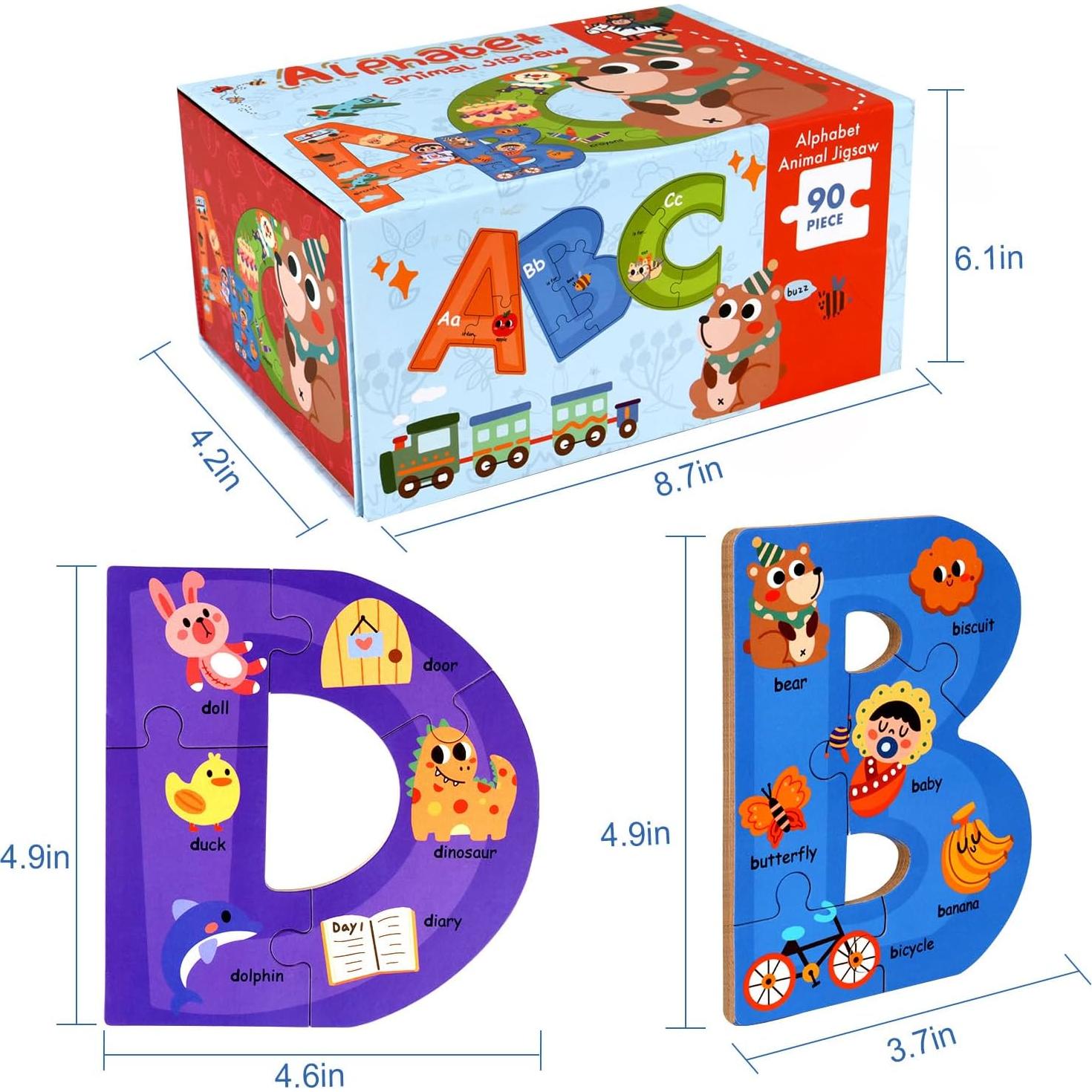 Rompecabezas de Alfabeto de Madera SYNARRY para Niños 3+