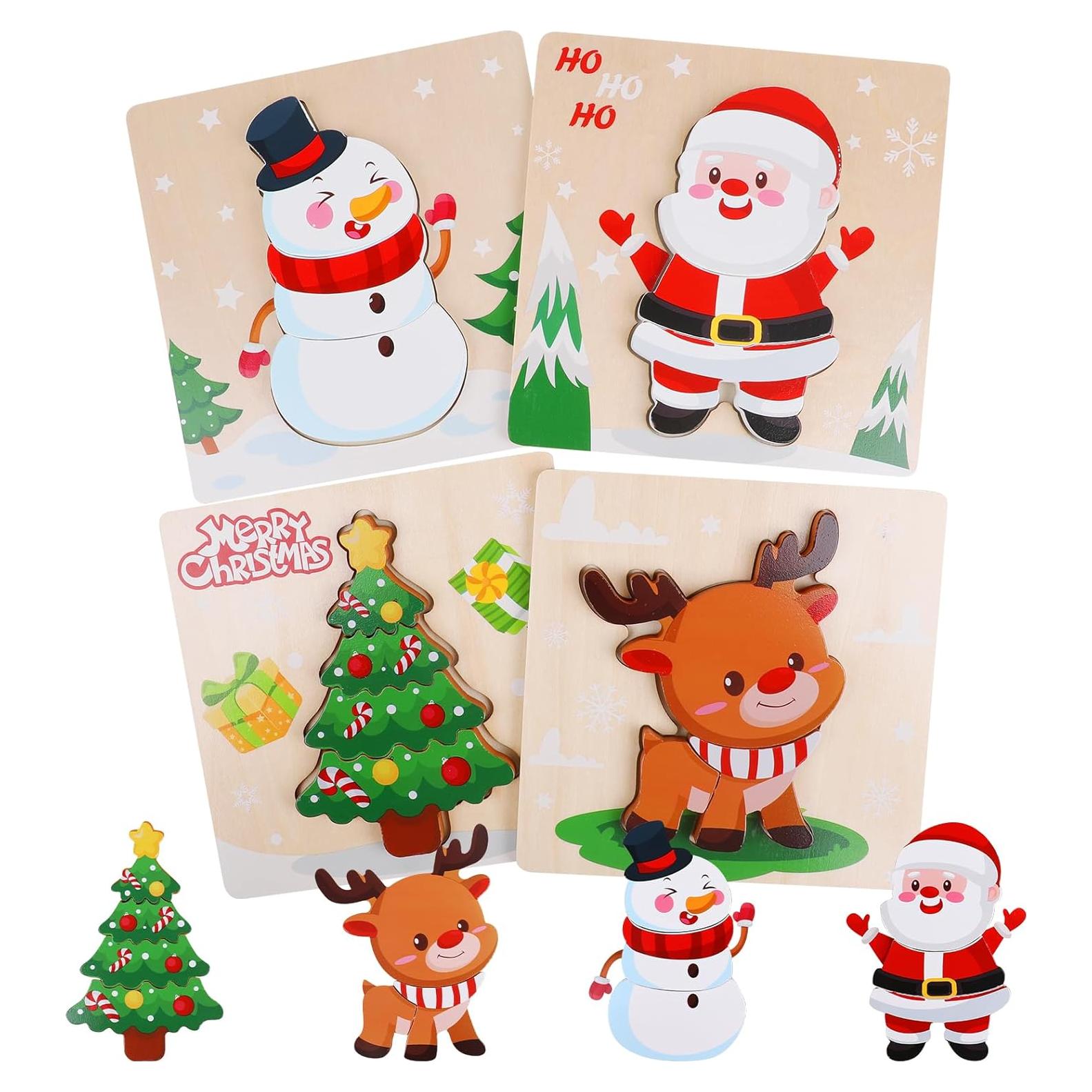 Rompecabezas de Madera Navidad CCINEE - 4 Piezas 15x15cm