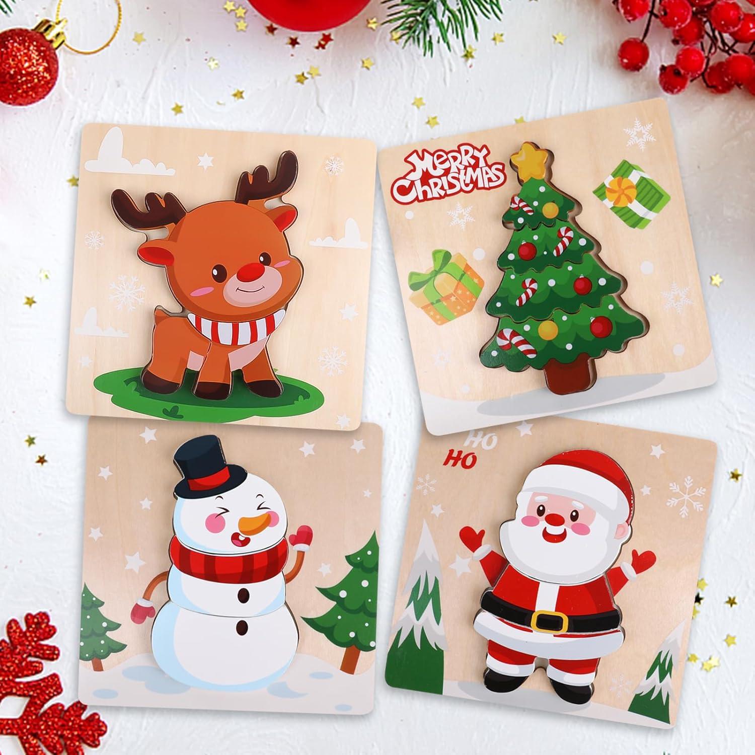 Rompecabezas de Madera Navidad CCINEE - 4 Piezas 15x15cm