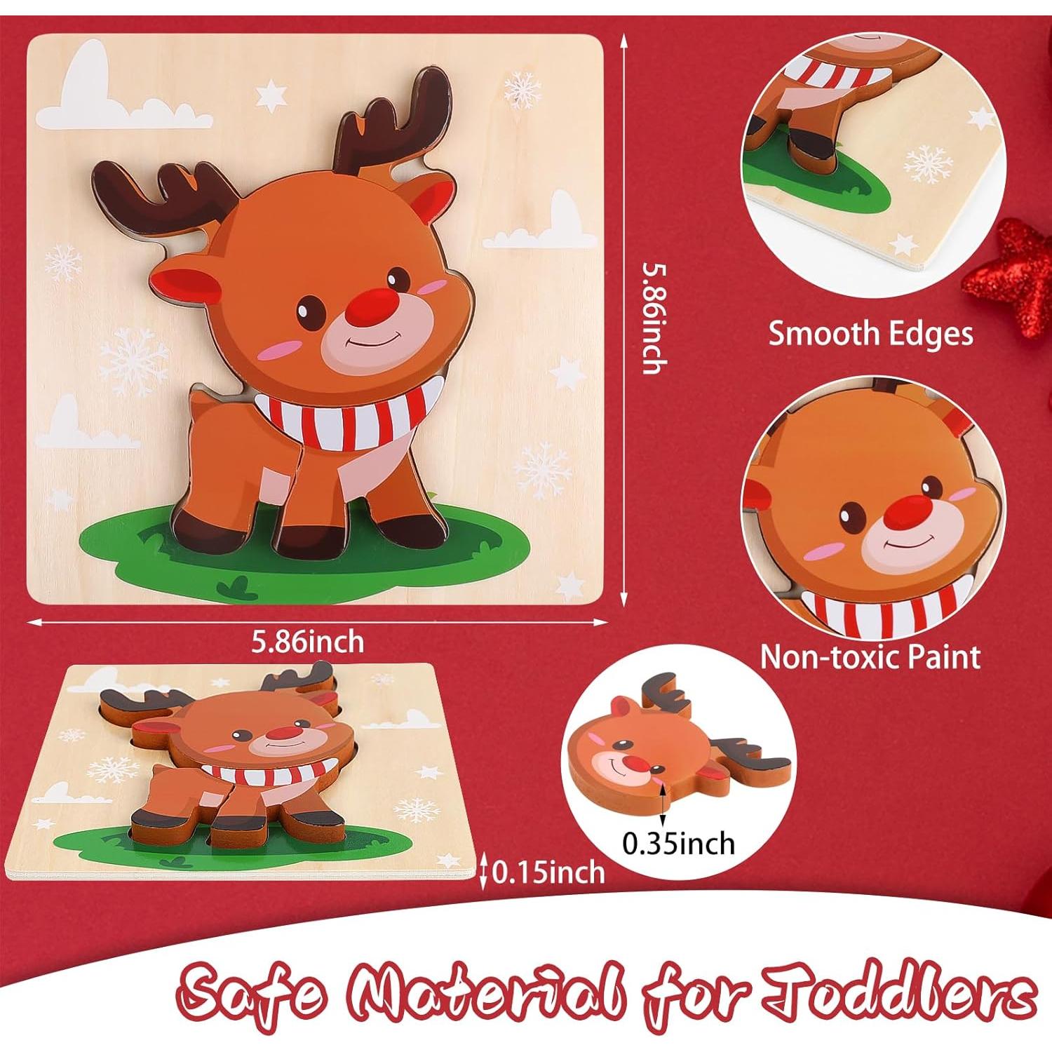 Rompecabezas de Madera Navidad CCINEE - 4 Piezas 15x15cm