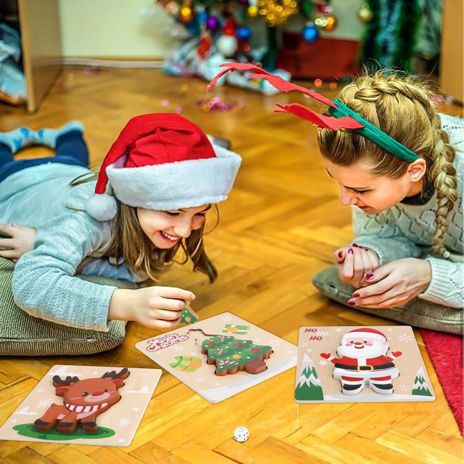 Rompecabezas de Madera Navidad CCINEE - 4 Piezas 15x15cm