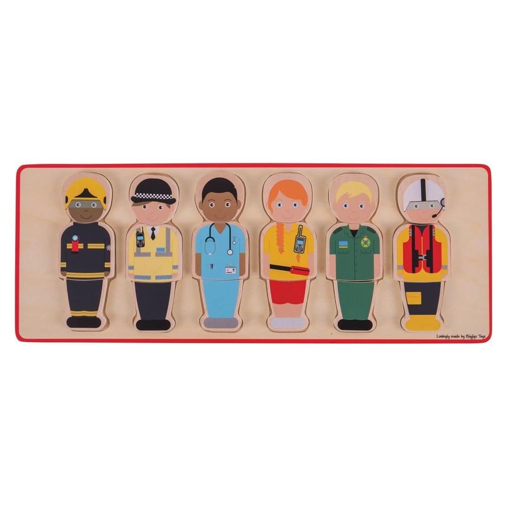 Rompecabezas de Madera Bigjigs Toys 18 Piezas Servicios de Emergencia