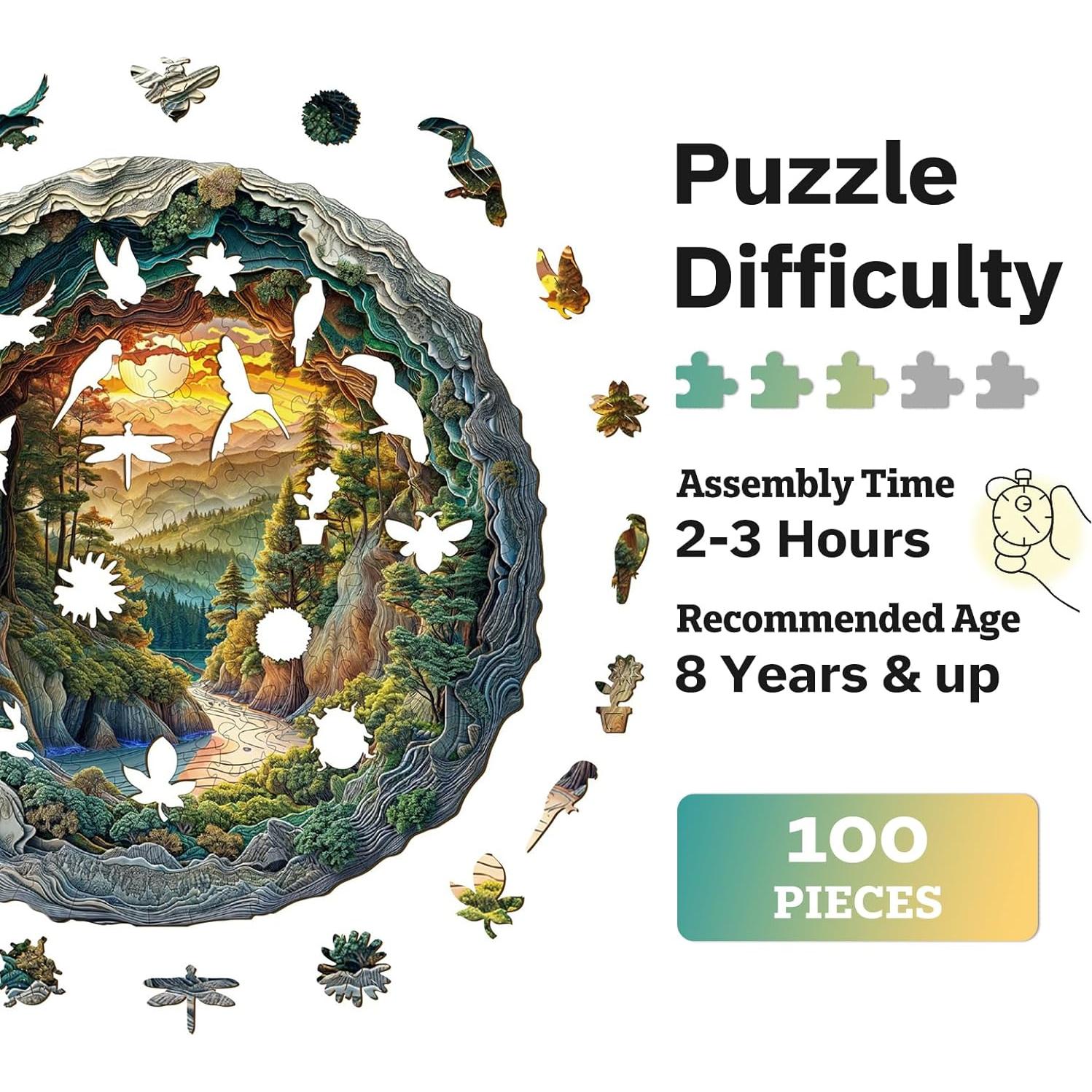 Rompecabezas de Madera Jigfoxy 3D Bosque Animal 100 Piezas