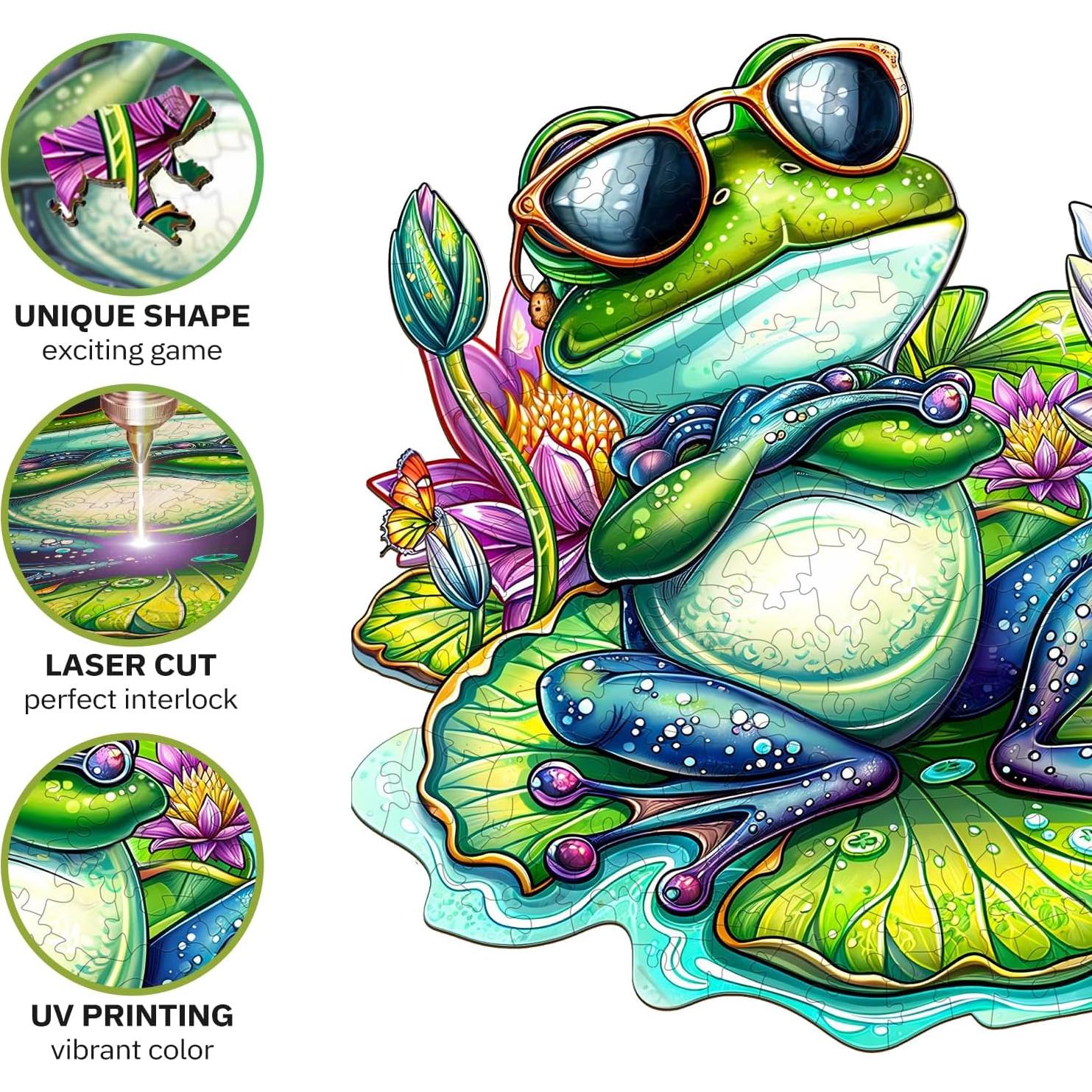 Rompecabezas de Madera Jigfoxy Rana 90 Piezas 21.6x19.8cm