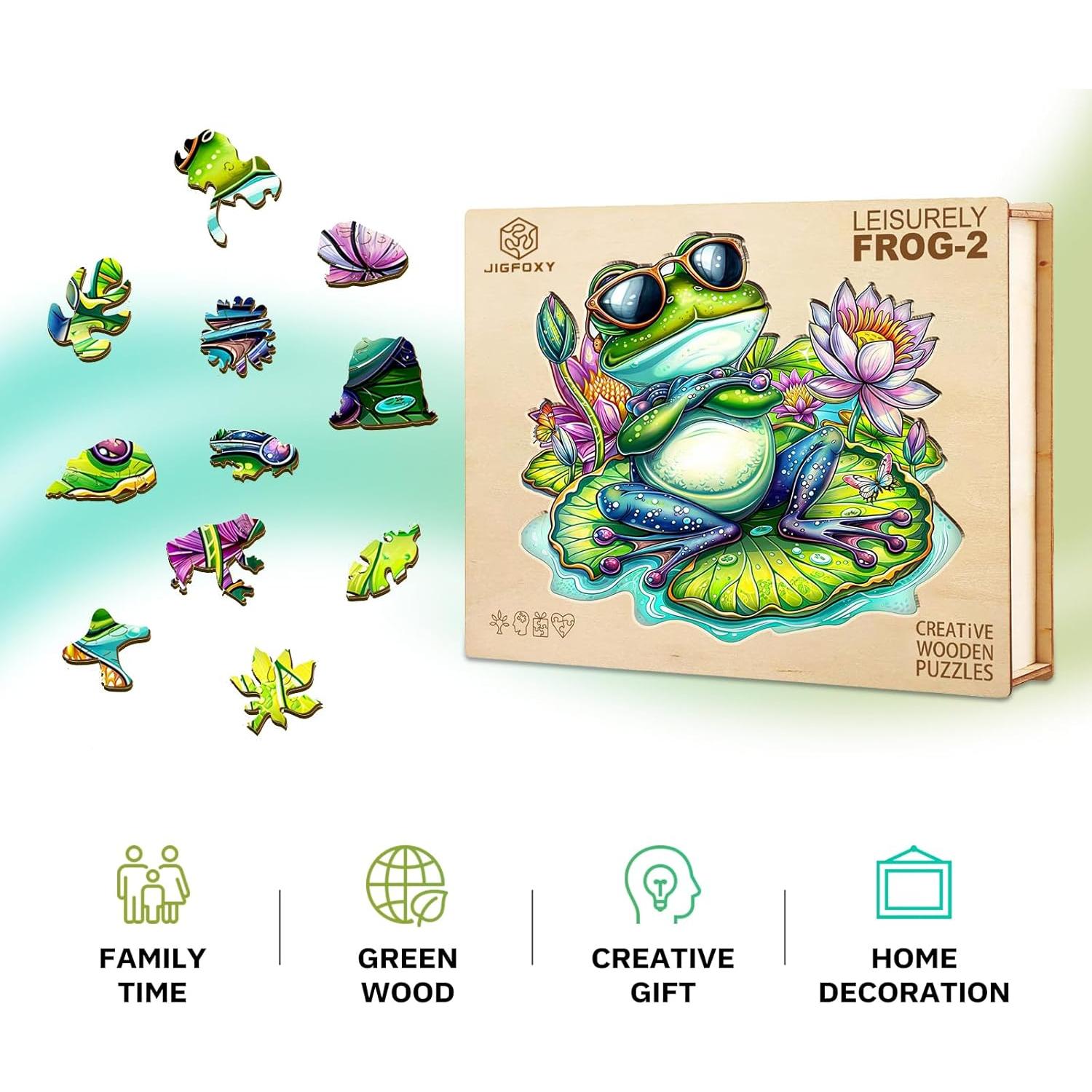 Rompecabezas de Madera Jigfoxy Rana 90 Piezas 21.6x19.8cm