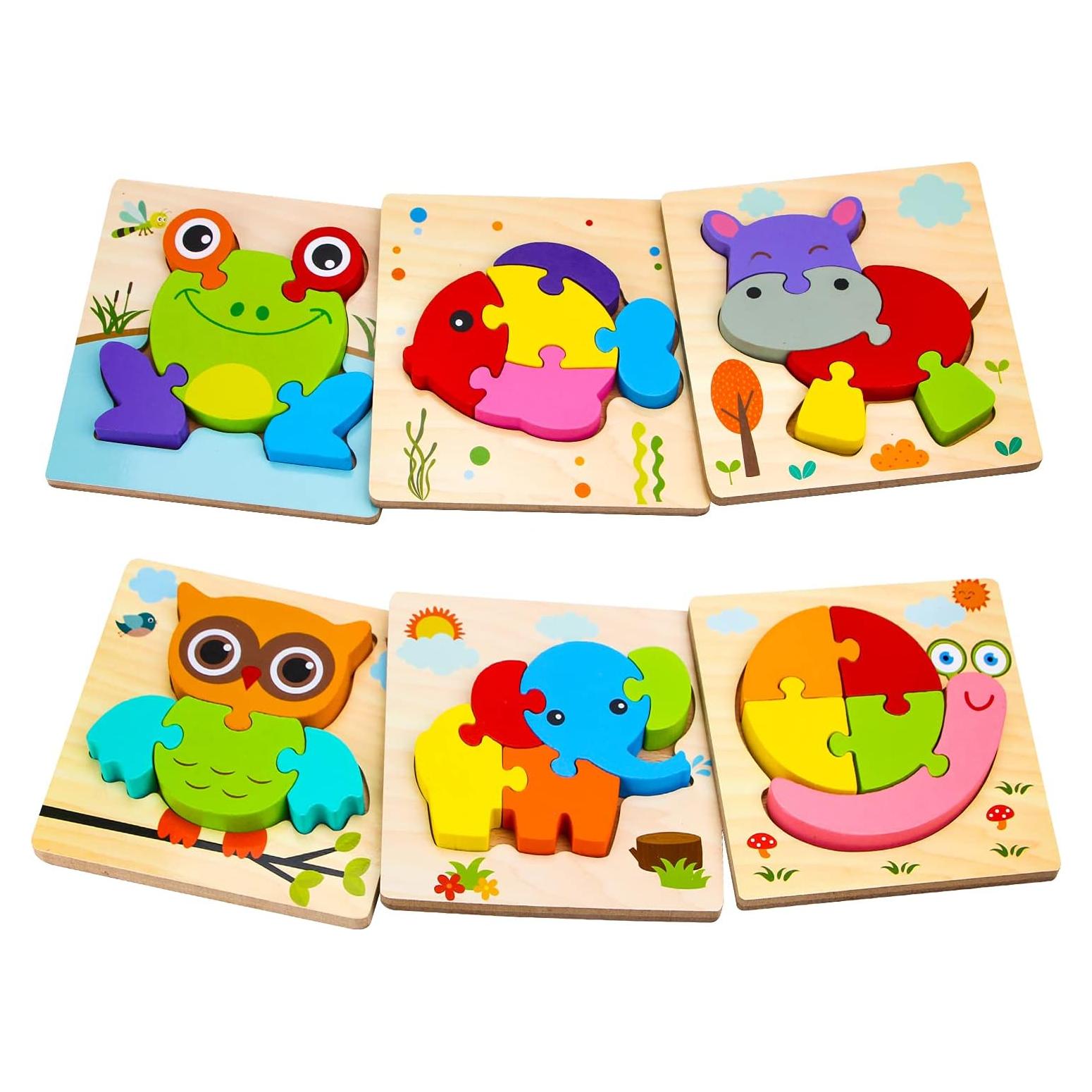 Rompecabezas de Madera SKYFIELD para Niños 1-3 Años - 6 Animales
