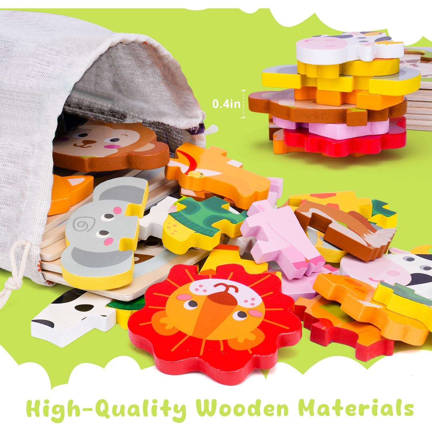 Rompecabezas de Madera 8 Piezas Animales Montessori 1-3 Años