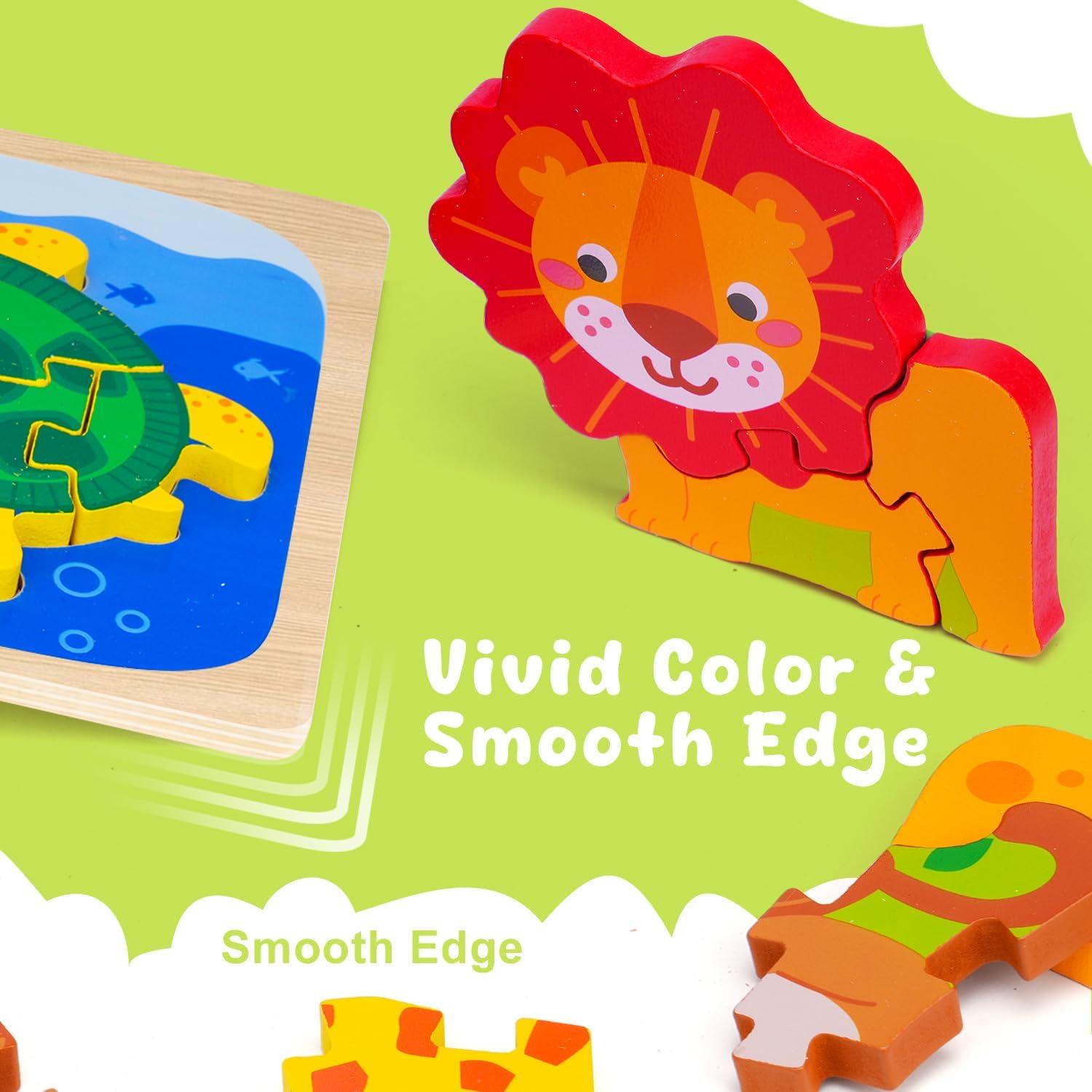 Rompecabezas de Madera 8 Piezas Animales Montessori 1-3 Años