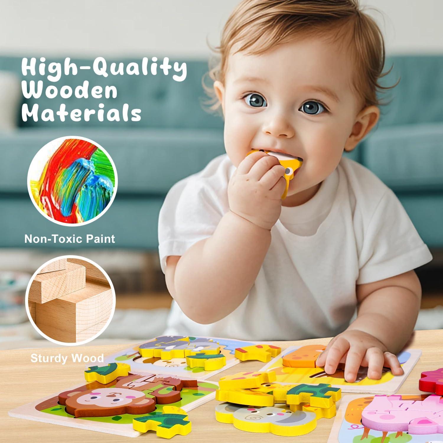 Rompecabezas de Madera 8 Piezas Animales Montessori 1-3 Años