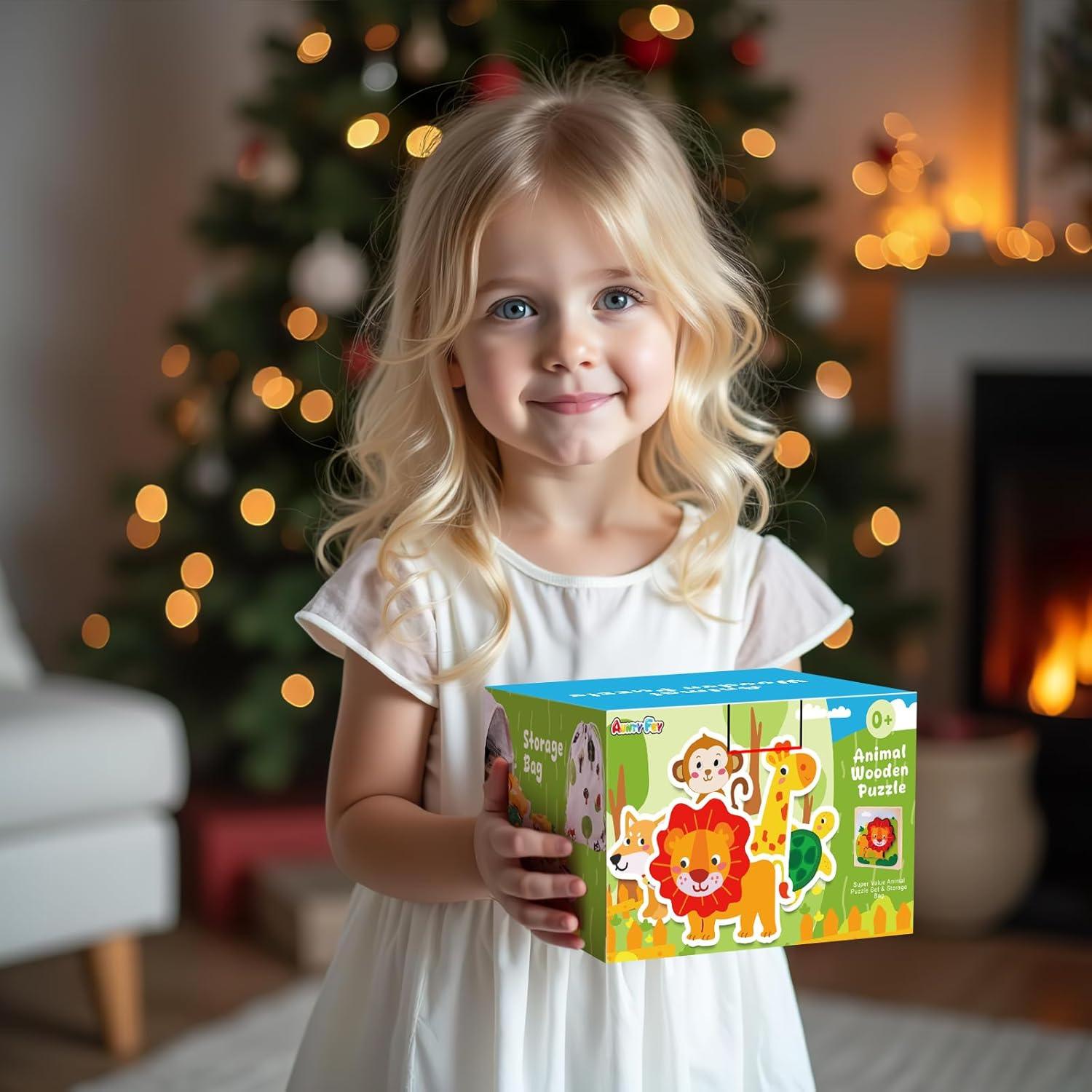 Rompecabezas de Madera 8 Piezas Animales Montessori 1-3 Años