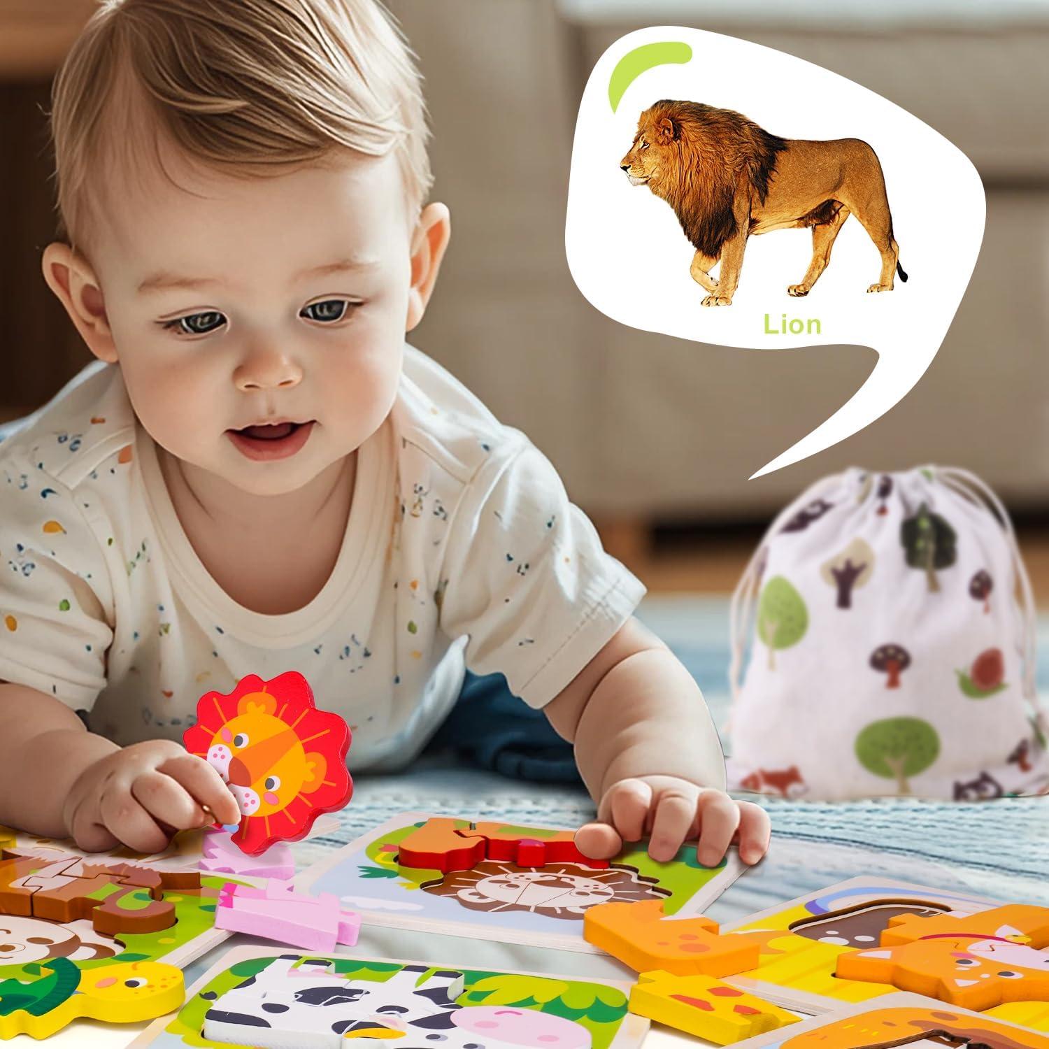 Rompecabezas de Madera 8 Piezas Animales Montessori 1-3 Años