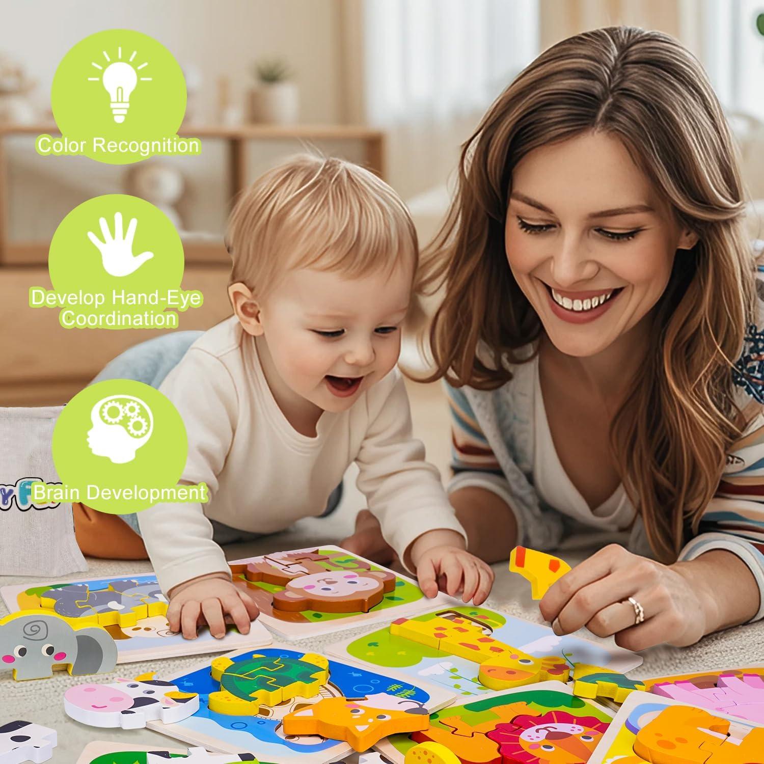 Rompecabezas de Madera 8 Piezas Animales Montessori 1-3 Años