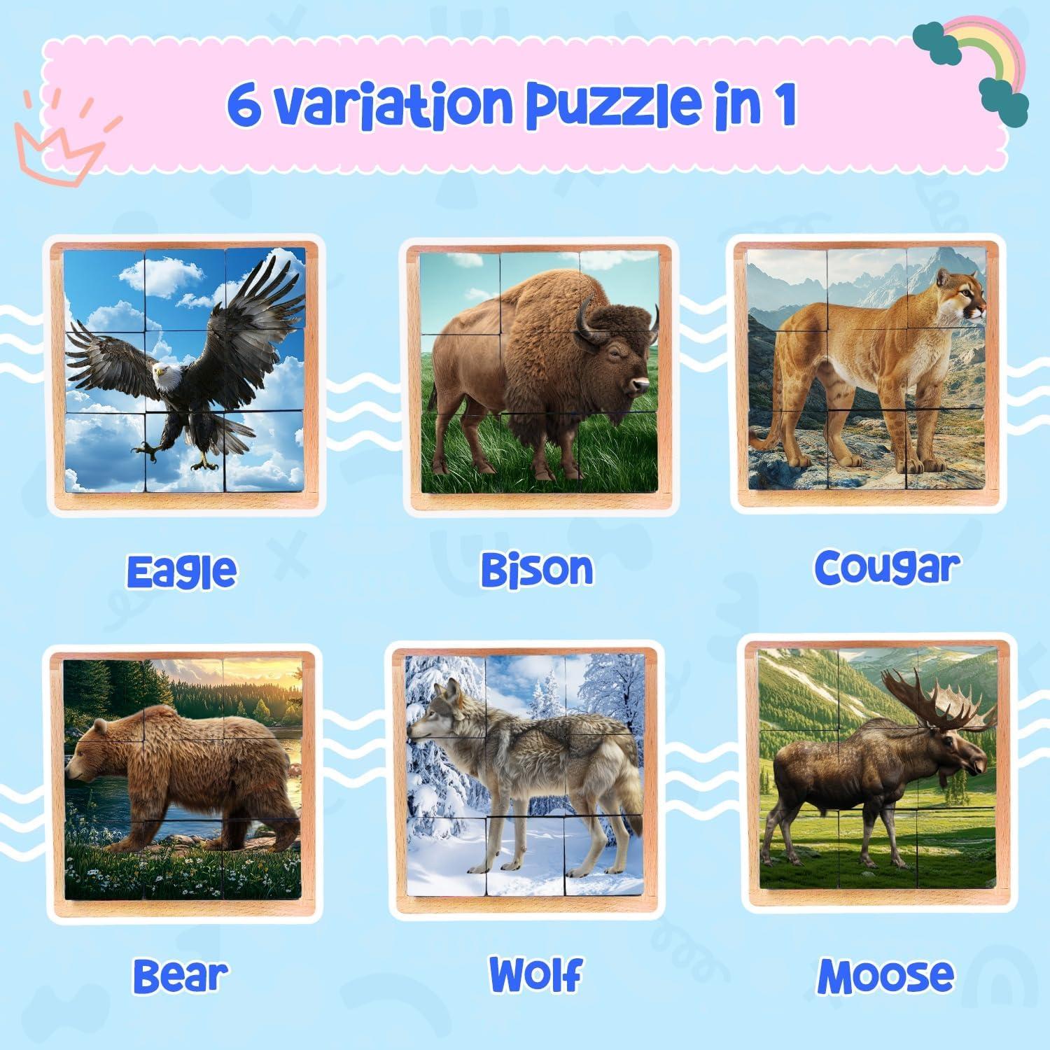 Rompecabezas de Madera Montessori Animales Nativos 6 en 1