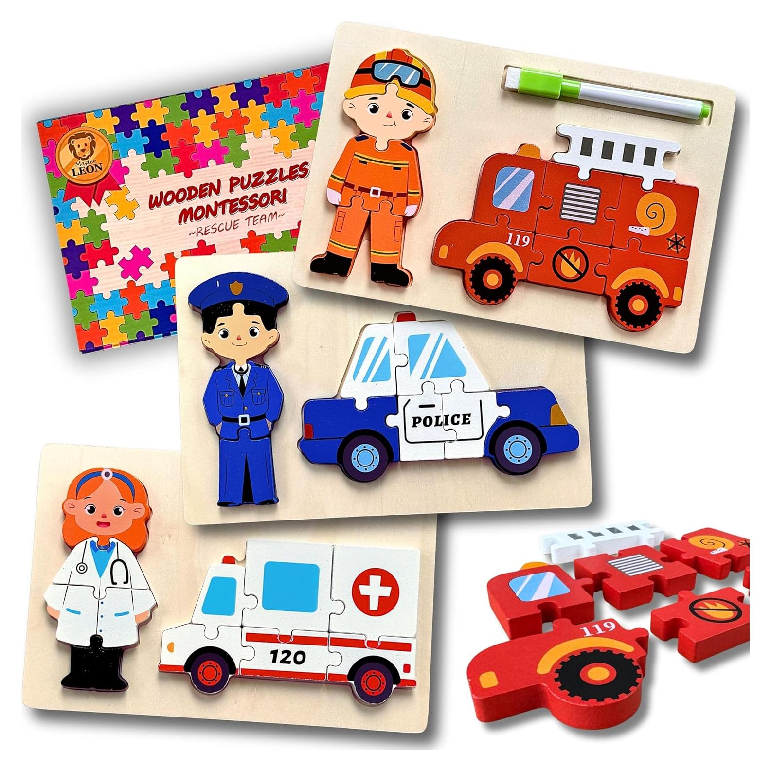 Rompecabezas de Madera Master Leon para Niños 3-5 Años - 3 Temas