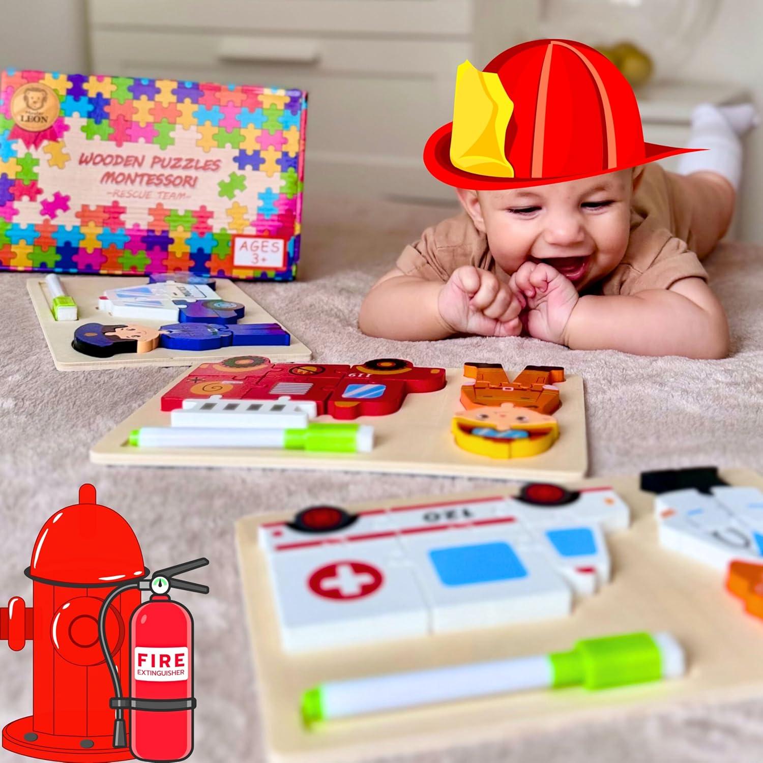 Rompecabezas de Madera Master Leon para Niños 3-5 Años - 3 Temas