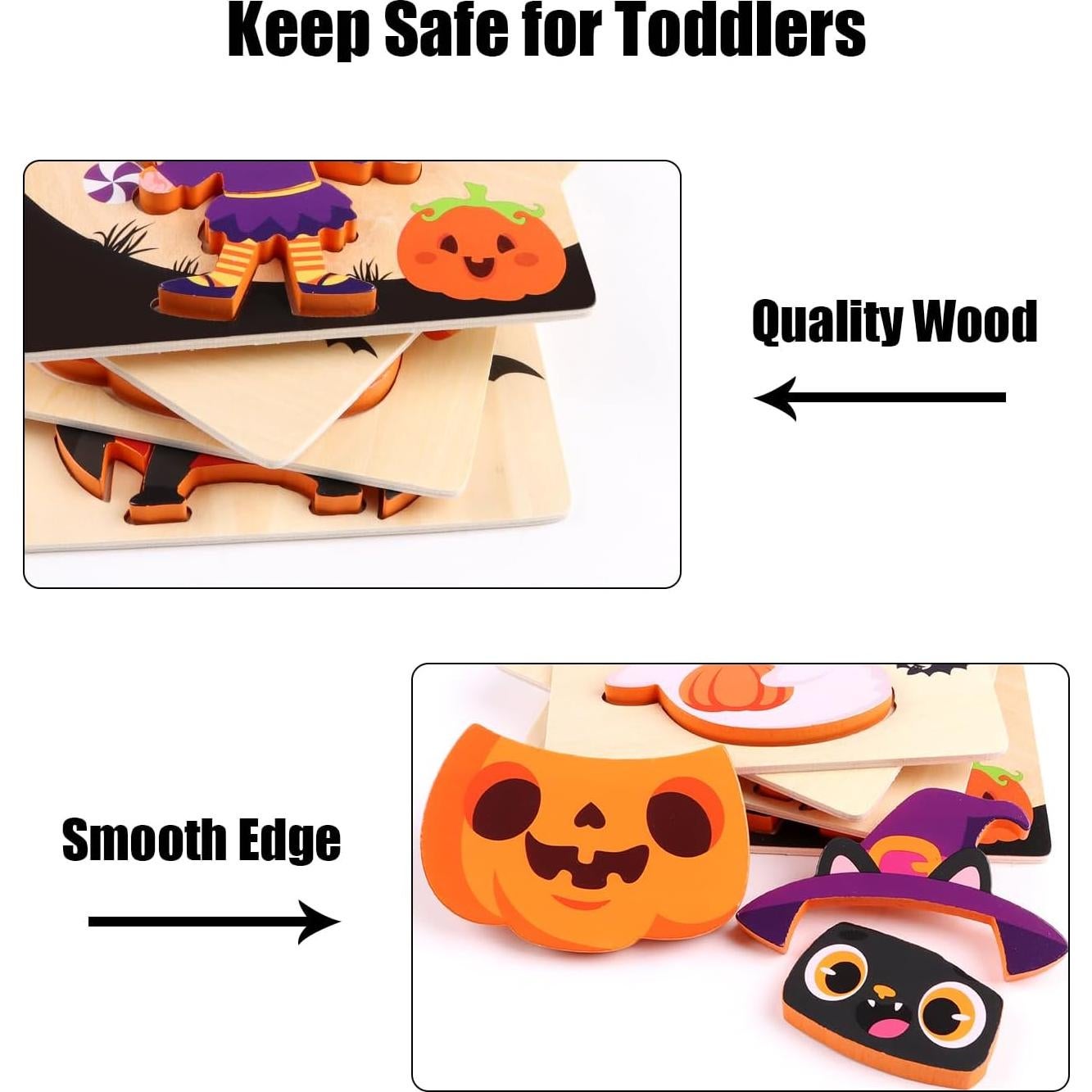 Rompecabezas de Madera Halloween DIYASY - 4 Conjuntos Educativos