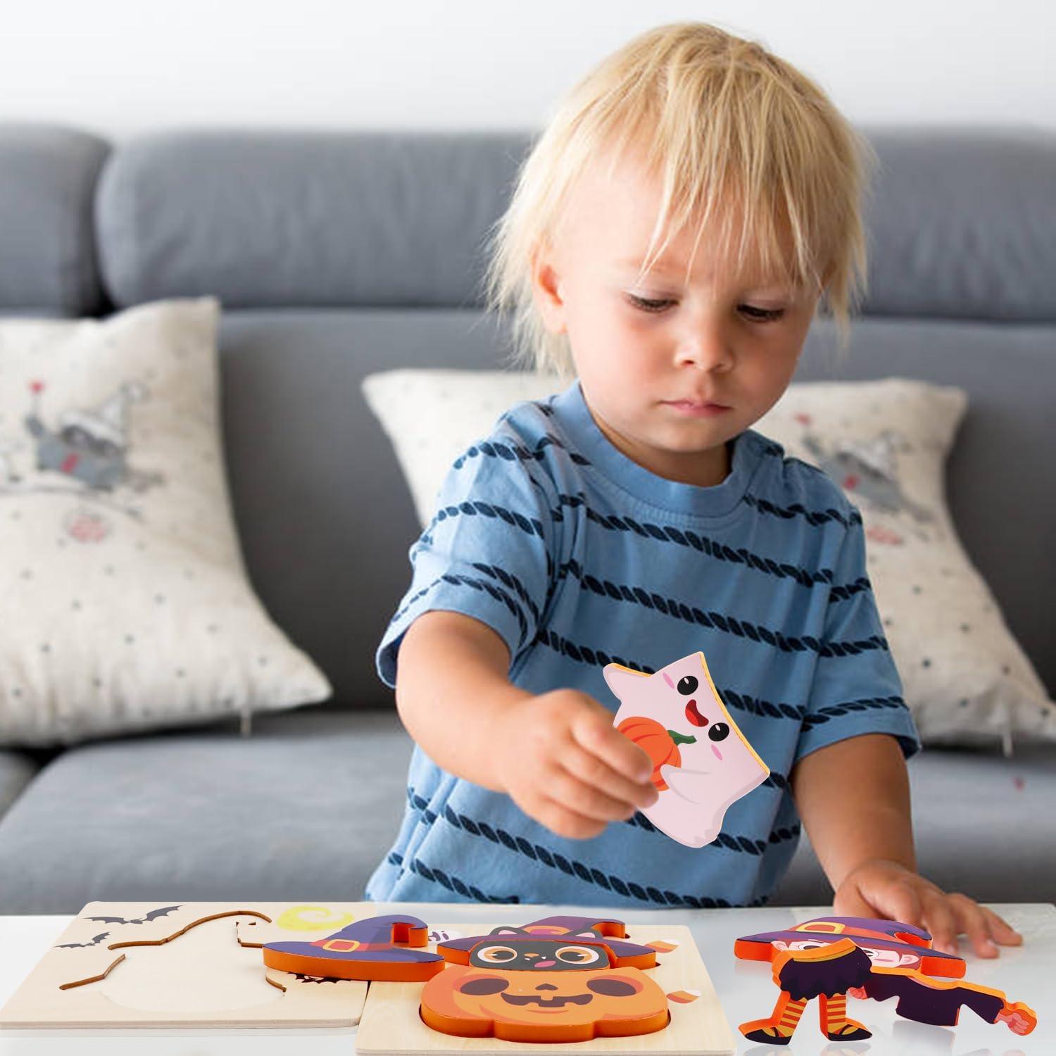 Rompecabezas de Madera Halloween DIYASY - 4 Conjuntos Educativos