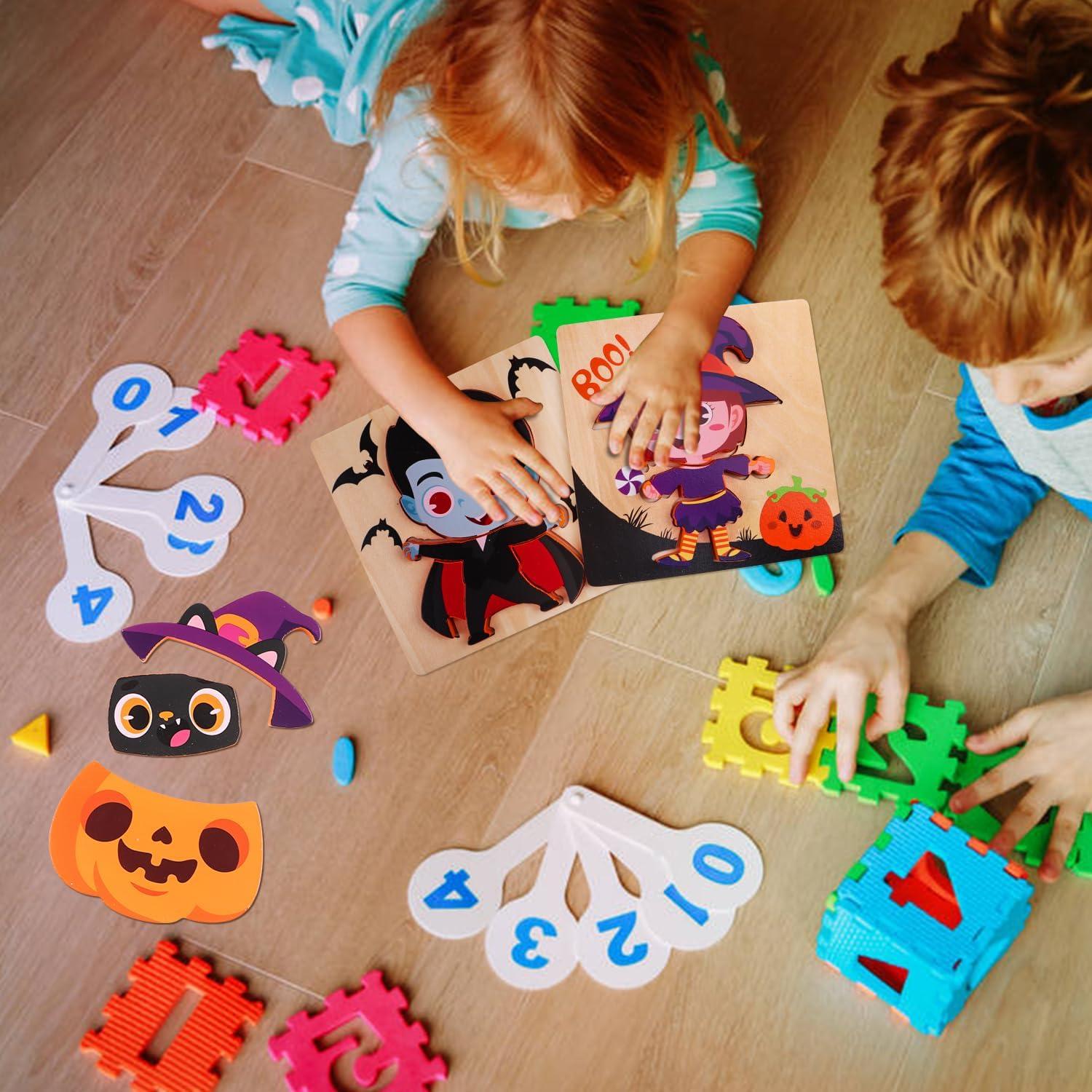 Rompecabezas de Madera Halloween DIYASY - 4 Conjuntos Educativos