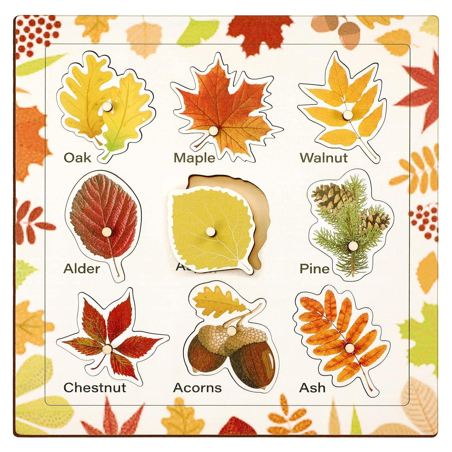 Rompecabezas de Madera Montessori Hoja Otoño 30 cm Spiareal