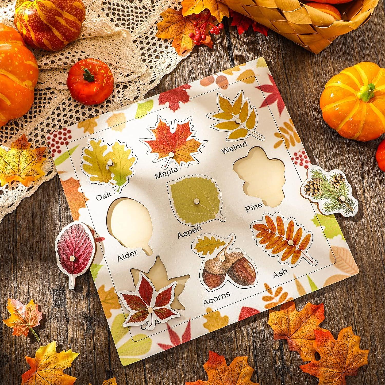 Rompecabezas de Madera Montessori Hoja Otoño 30 cm Spiareal