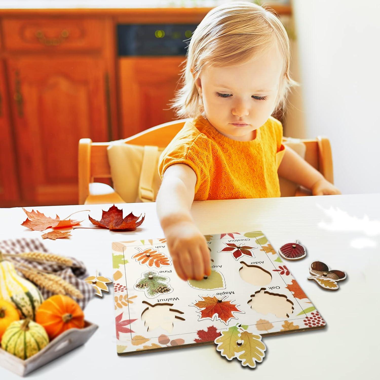 Rompecabezas de Madera Montessori Hoja Otoño 30 cm Spiareal