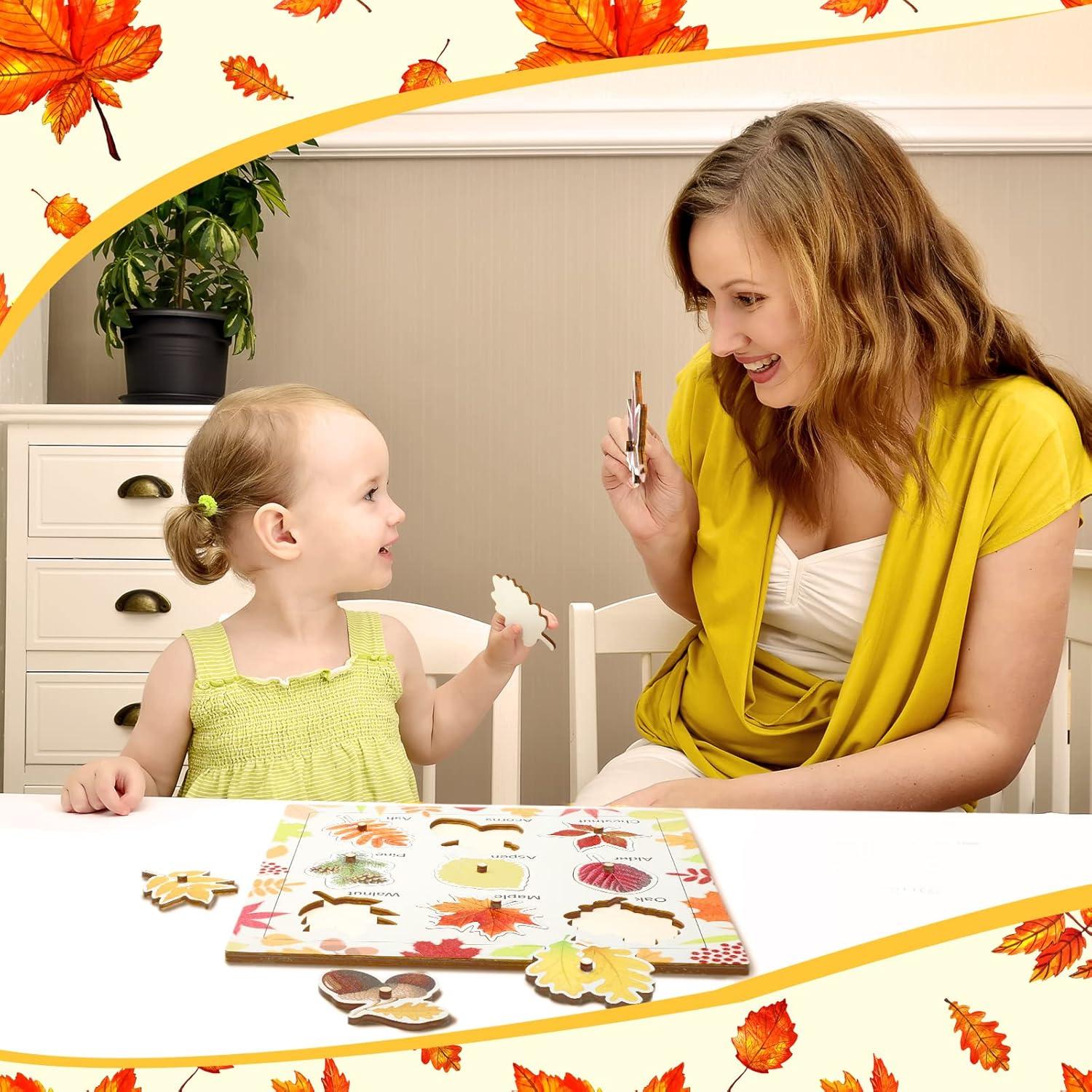 Rompecabezas de Madera Montessori Hoja Otoño 30 cm Spiareal